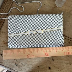 Elegant vintage White and Gold chain Clutch old hollywood glamour